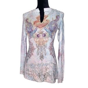 XOXO Y2K Love Rhinestone Longsleeve Watercolor Shirt